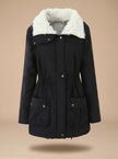 Parka Jacket Insulated Faux Fur Collar Drawstring Mid Length Winter Coat | Alma