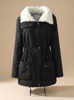 Parka Jacket Insulated Faux Fur Collar Drawstring Mid Length Winter Coat | Alma