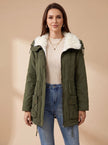 Parka Jacket Insulated Faux Fur Collar Drawstring Mid Length Winter Coat | Alma