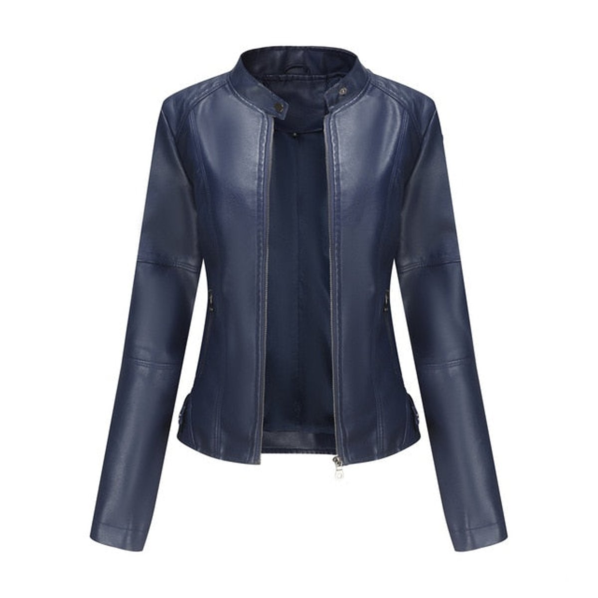 Elsie | Women's Slim-Fit Stand-Collar Zip-Up Faux-Leather Biker Jacket