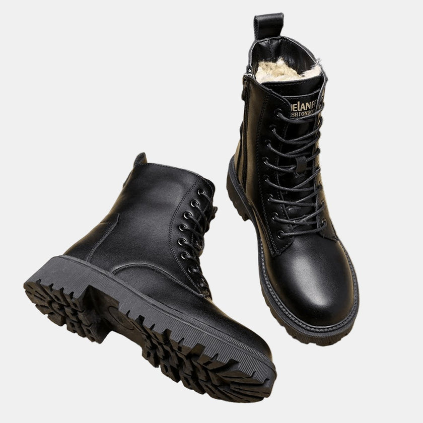 Grace | Women's Faux Leather Lace-Up Sherpa-Lined Knee High Boots