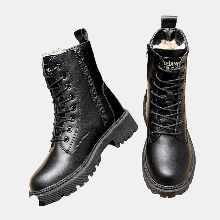 Grace | Women's Faux Leather Lace-Up Sherpa-Lined Knee High Boots