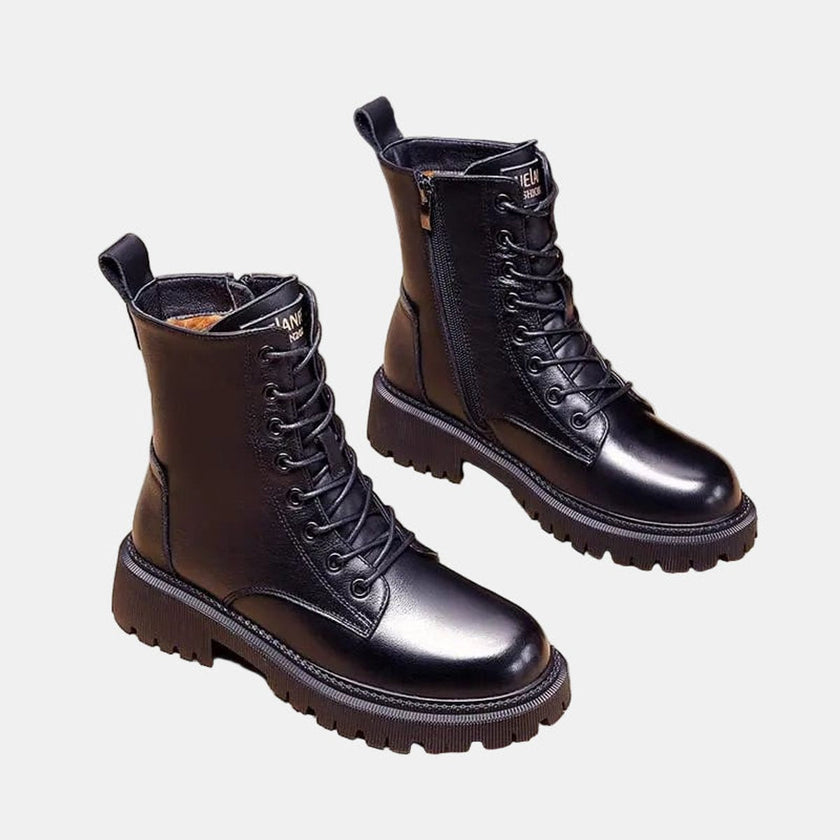 Grace | Women's Faux Leather Lace-Up Sherpa-Lined Knee High Boots