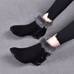 Isabella | Women's Faux Suede Fur-Trim Ankle Knee High Boots Flat