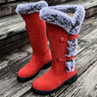 Emma | Women's Faux Suede Fur-Trimmed Buckle Knee High Boots