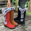 Emma | Women's Faux Suede Fur-Trimmed Buckle Knee High Boots