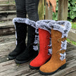 Emma | Women's Faux Suede Fur-Trimmed Buckle Knee High Boots