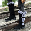 Emma | Women's Faux Suede Fur-Trimmed Buckle Knee High Boots