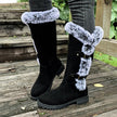 Emma | Women's Faux Suede Fur-Trimmed Buckle Knee High Boots