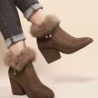 Amelia | Women's Zip-Up Block-Heel Pointed-Toe Suede Booties