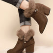 Amelia | Women's Zip-Up Block-Heel Pointed-Toe Suede Booties