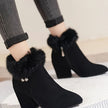 Amelia | Women's Zip-Up Block-Heel Pointed-Toe Suede Booties