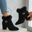 Amelia | Women's Zip-Up Block-Heel Pointed-Toe Suede Booties