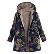 Amelia | Women's Long Floral Hooded Zip-Up Fleece Coat