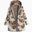 Amelia | Women's Long Floral Hooded Zip-Up Fleece Coat