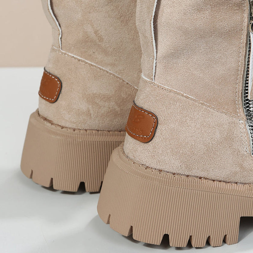 Mia | Women's Fleece-Lined Suede Slip-On Winter Ankle Boots