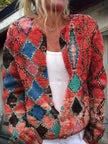 Mia | Women's Floral Embroidered Button-Front Knit Cardigan with Oversized for Layering