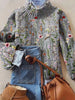 Isa | Women's Floral Embroidered Knit Turtleneck Sweater with Striped for Layering