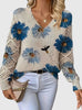 Romy | Women's Floral Knit V-Neck Crochet Sleeve Pullover Sweater for Everyday