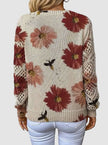 Romy | Women's Floral Knit V-Neck Crochet Sleeve Pullover Sweater for Everyday