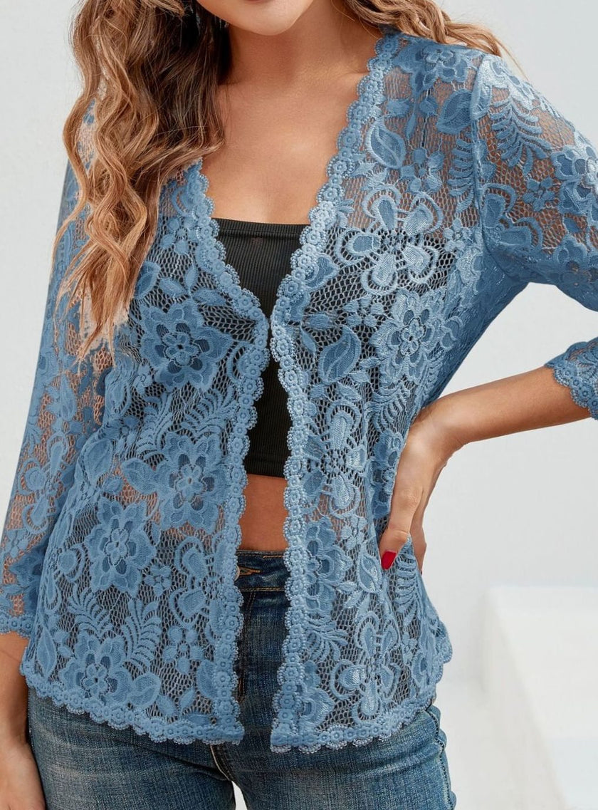 Eleanor | Women's Loose-Fit Floral Open-Front Cardigan Knit Sweater with Cozy for Layering