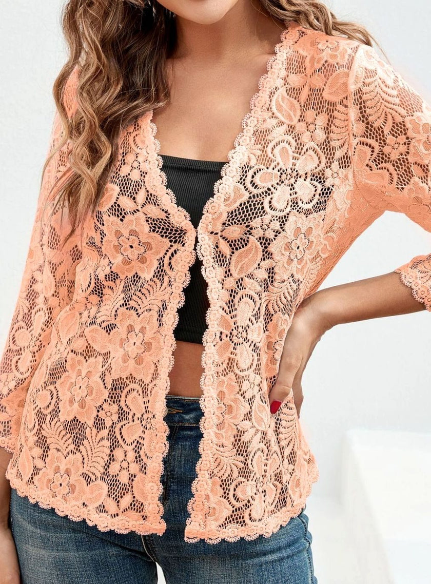 Eleanor | Women's Loose-Fit Floral Open-Front Cardigan Knit Sweater with Cozy for Layering