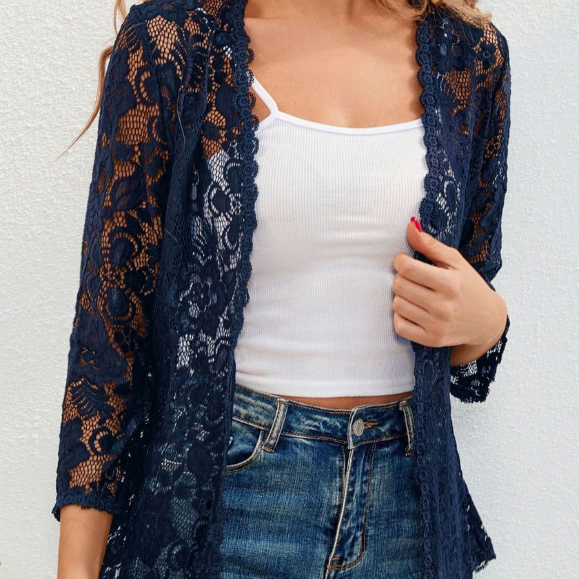 Eleanor | Women's Loose-Fit Floral Open-Front Cardigan Knit Sweater with Cozy for Layering