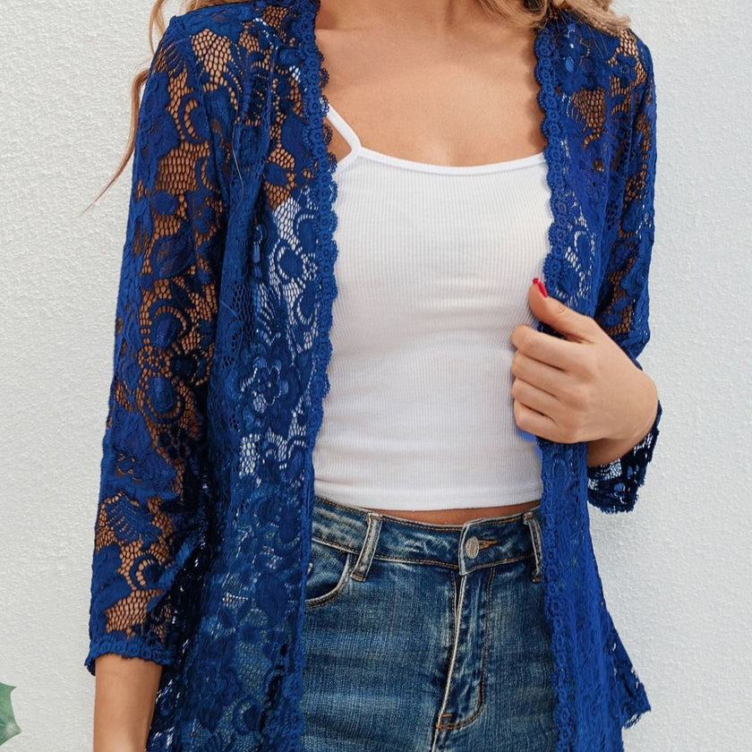Eleanor | Women's Loose-Fit Floral Open-Front Cardigan Knit Sweater with Cozy for Layering