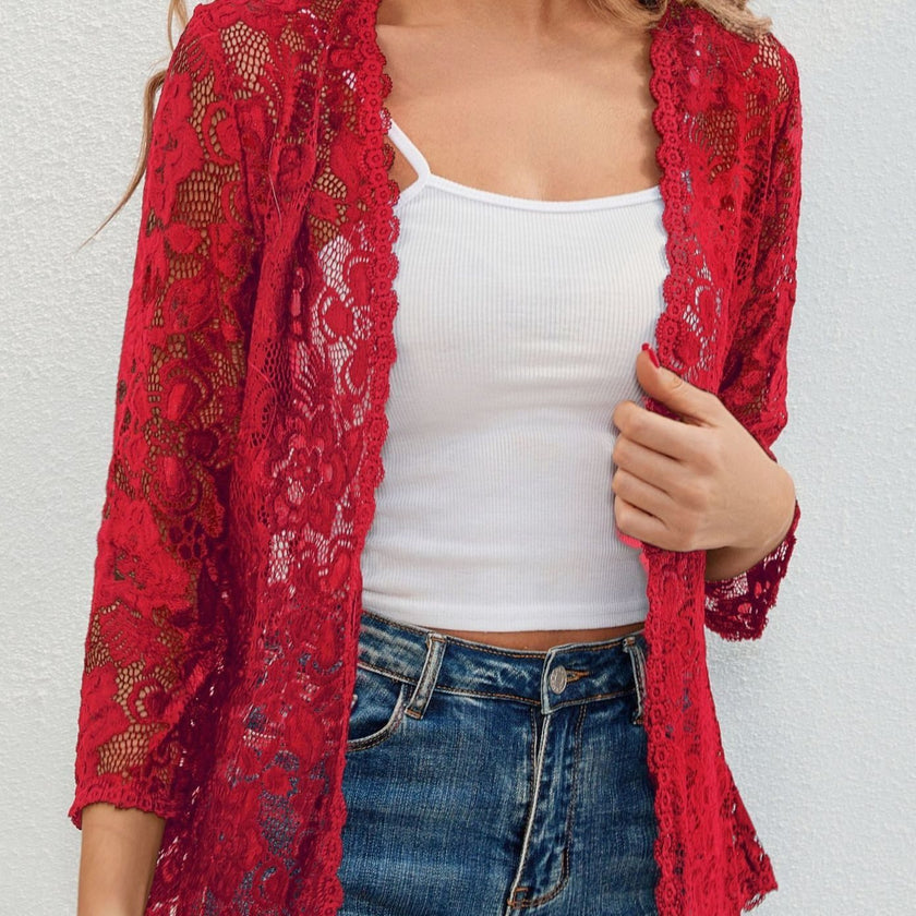 Eleanor | Women's Loose-Fit Floral Open-Front Cardigan Knit Sweater with Cozy for Layering