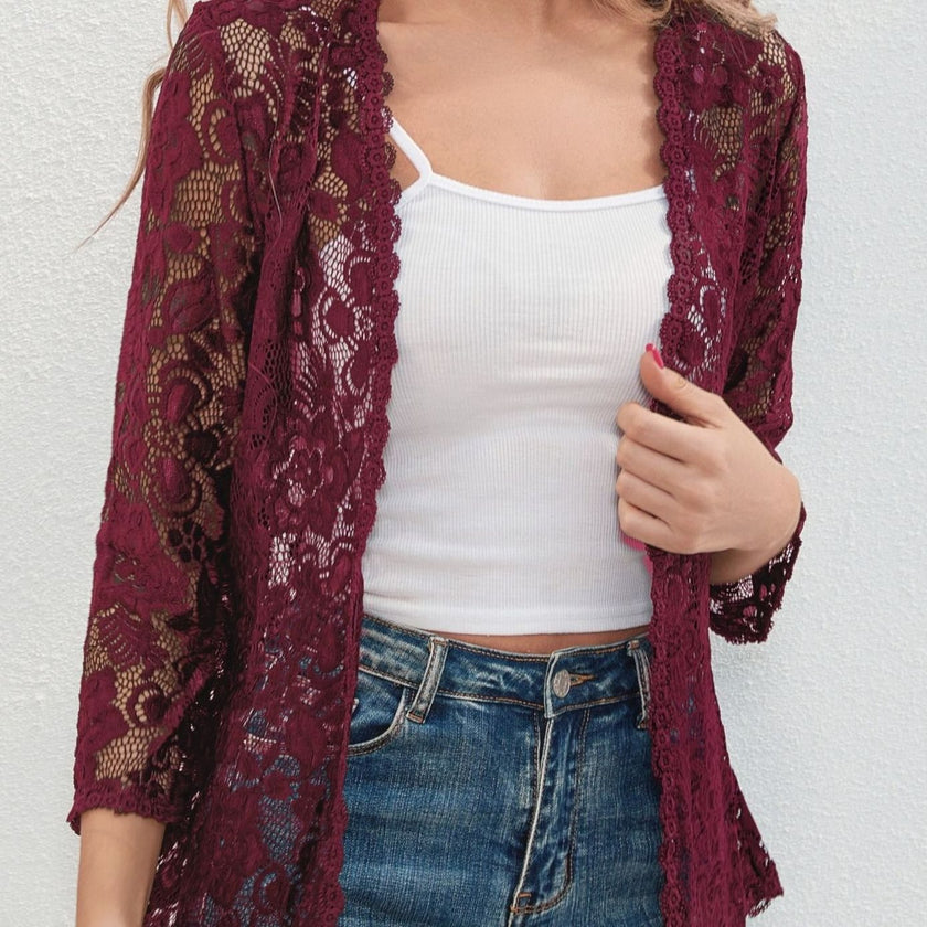 Eleanor | Women's Loose-Fit Floral Open-Front Cardigan Knit Sweater with Cozy for Layering