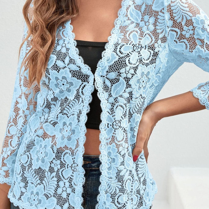 Eleanor | Women's Loose-Fit Floral Open-Front Cardigan Knit Sweater with Cozy for Layering