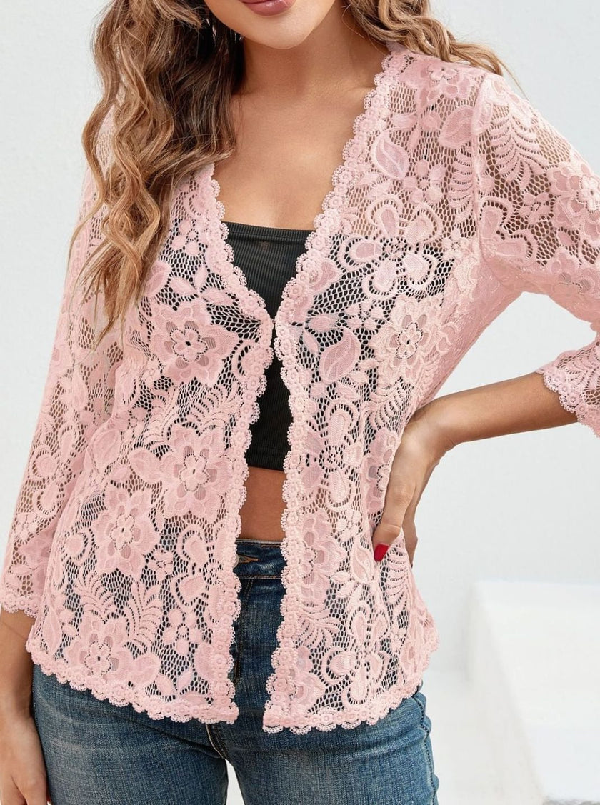 Eleanor | Women's Loose-Fit Floral Open-Front Cardigan Knit Sweater with Cozy for Layering