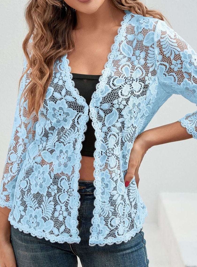 Eleanor | Women's Loose-Fit Floral Open-Front Cardigan Knit Sweater with Cozy for Layering