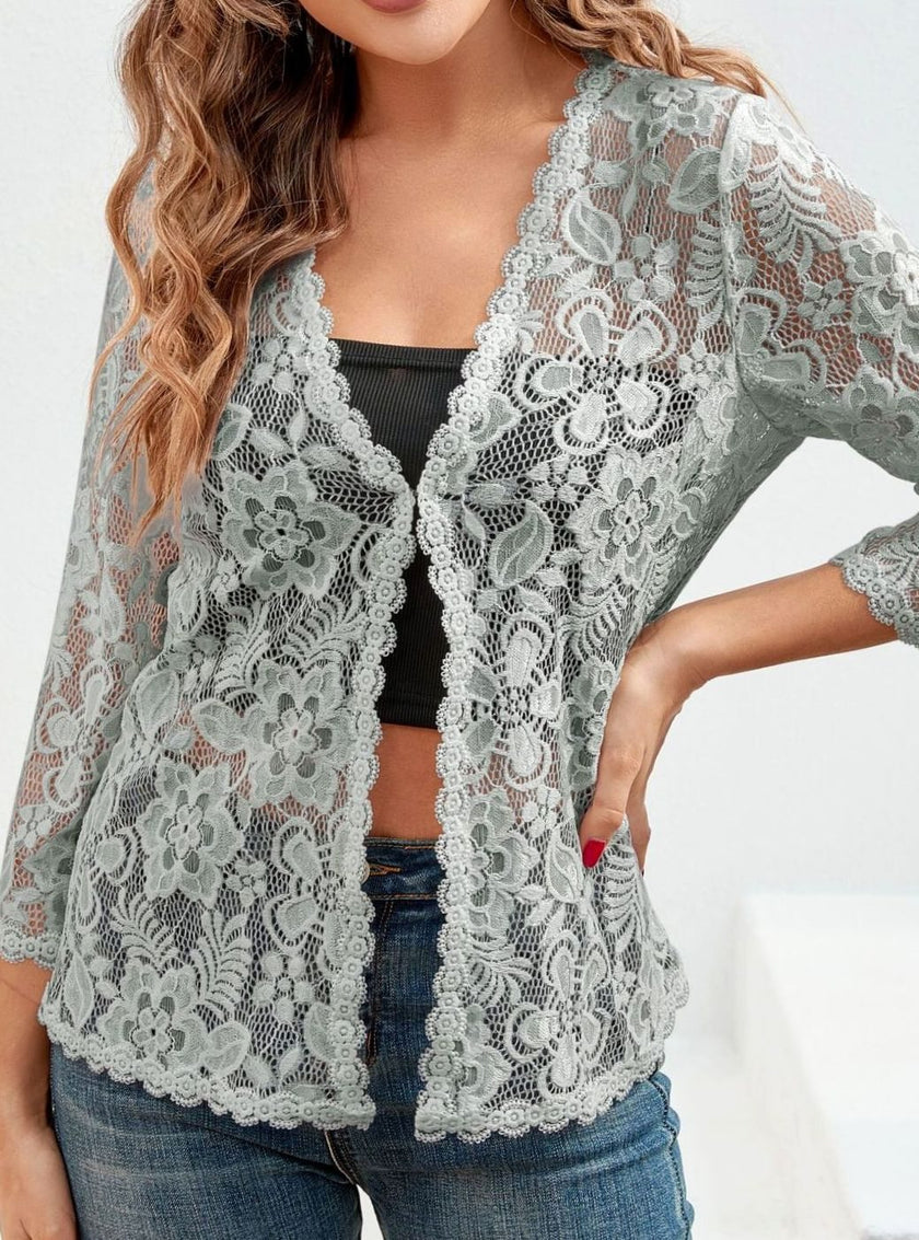 Eleanor | Women's Loose-Fit Floral Open-Front Cardigan Knit Sweater with Cozy for Layering