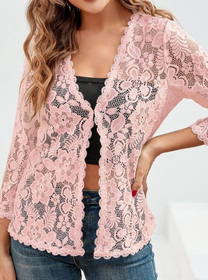 Eleanor | Women's Loose-Fit Floral Open-Front Cardigan Knit Sweater with Cozy for Layering
