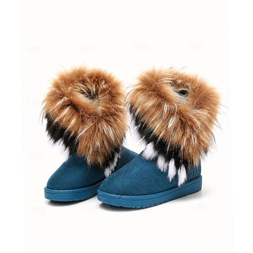 Luna | Women's Slip-On Fur-Trim Fluffy Suede Snow Winter Boots