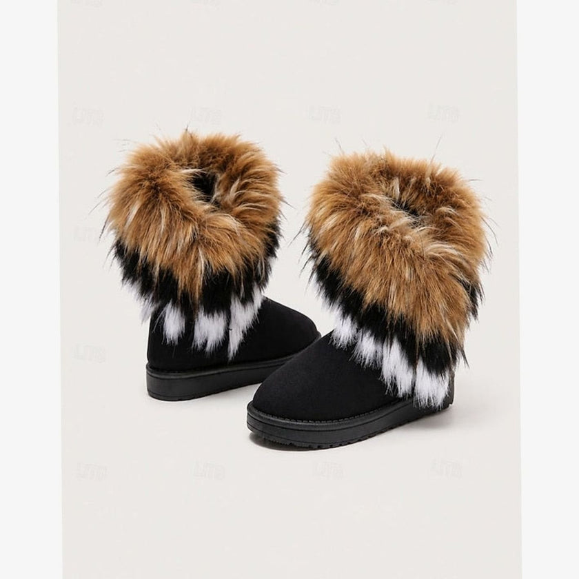 Luna | Women's Slip-On Fur-Trim Fluffy Suede Snow Winter Boots