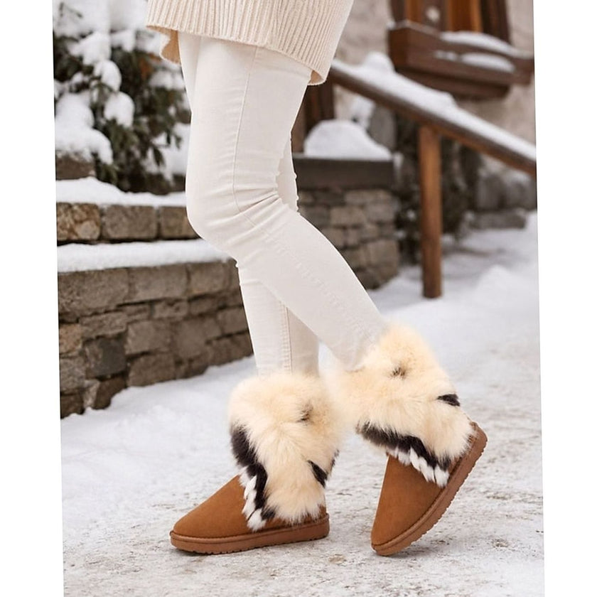 Luna | Women's Slip-On Fur-Trim Fluffy Suede Snow Winter Boots