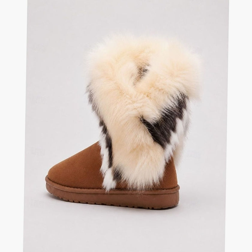 Luna | Women's Slip-On Fur-Trim Fluffy Suede Snow Winter Boots