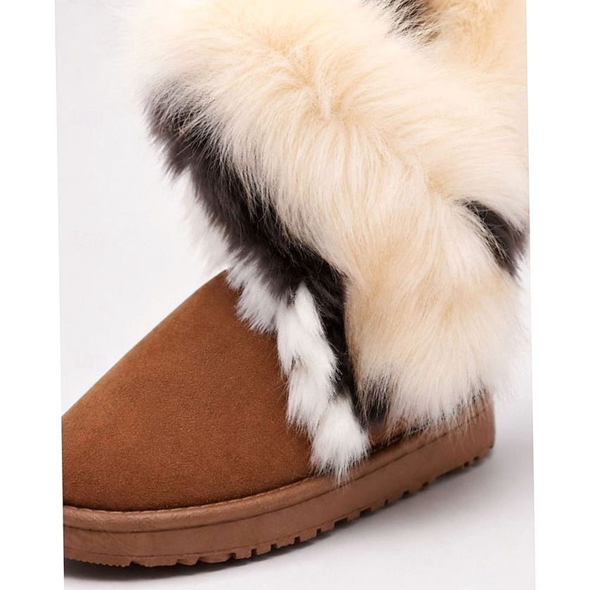 Luna | Women's Slip-On Fur-Trim Fluffy Suede Snow Winter Boots