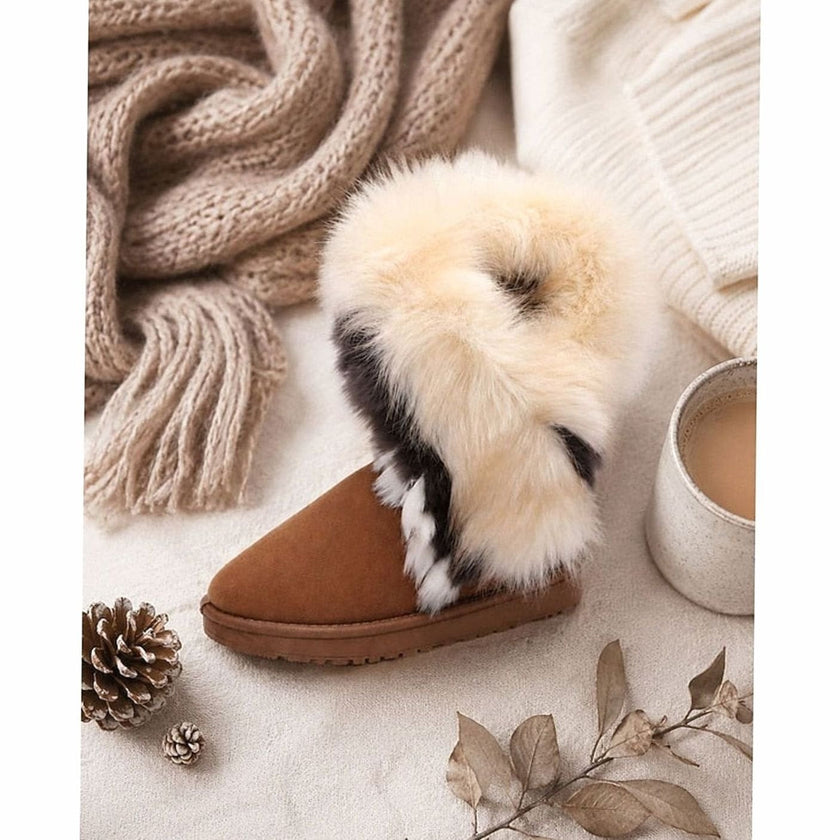 Luna | Women's Slip-On Fur-Trim Fluffy Suede Snow Winter Boots