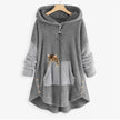 Charlotte | Women's Fluffy Plush Zip-Up Cat Print Hooded Sweater with Wrap for Winter