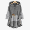 Charlotte | Women's Fluffy Plush Zip-Up Cat Print Hooded Sweater with Wrap for Winter