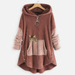 Charlotte | Women's Fluffy Plush Zip-Up Cat Print Hooded Sweater with Wrap for Winter