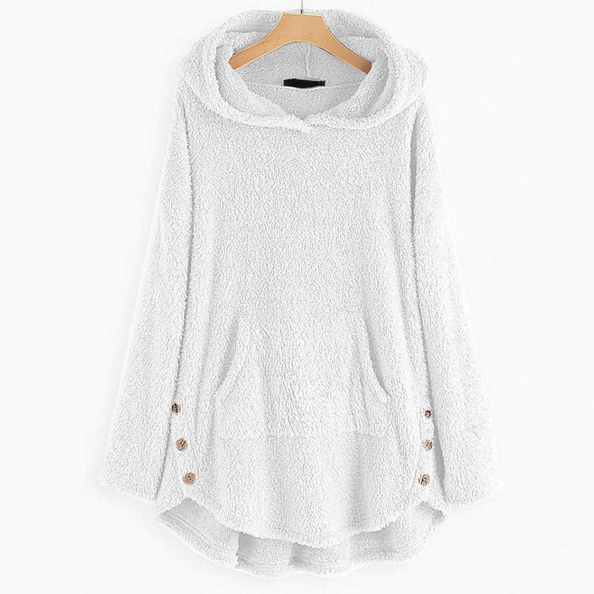 Charlotte | Women's Fluffy Plush Zip-Up Cat Print Hooded Sweater with Wrap for Winter
