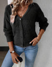 Charlotte | Women's Fluffy V-Neck Button-Front Knit Cardigan with Fuzzy for Layering