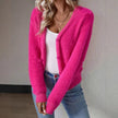 Charlotte | Women's Fluffy V-Neck Button-Front Knit Cardigan with Fuzzy for Layering