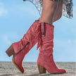 Luna | Women's Fringe Tassel Western Knee High Boots Block Heel Suede