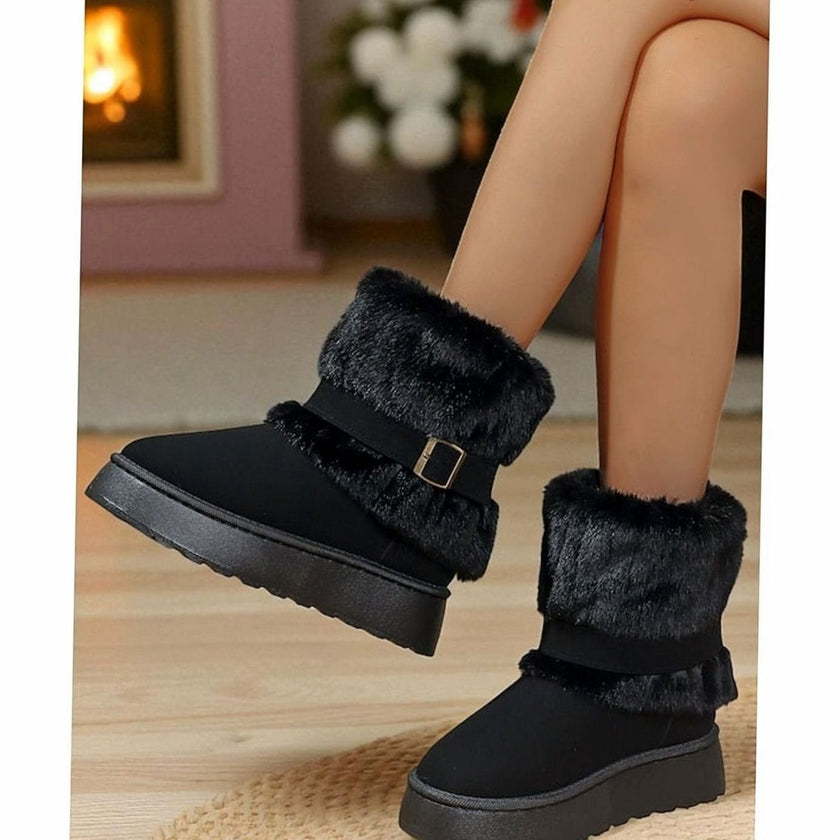 Scarlett | Women's Slip-On Fur-Trim Snow Winter Boots