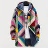 Amelia | Women's Geometric Print Fleece-Lined Hooded Sweater Coat with Open-Front for Winter
